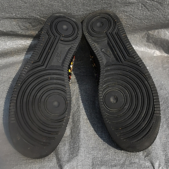 NIKE Mens Size 8 Black multi coloured painted sneakers basketball Air Force 1 - Picture 8 of 11